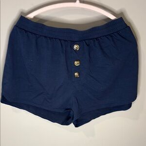 Navy Blue Buttoned Women's Shorts